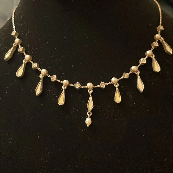 Vintage Silver, Mother of Pearl Necklace & Earrings Sold as Set! - Picture 3 of 5